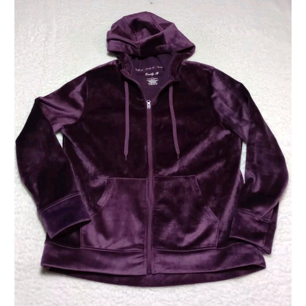 Emily B Women's Purple Track Jacket Size Large Soft Warm EUC